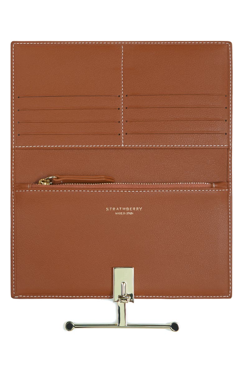 Strathberry Large Melville Street Leather Wallet, Alternate, color, Chestnut - Vanilla Stitch