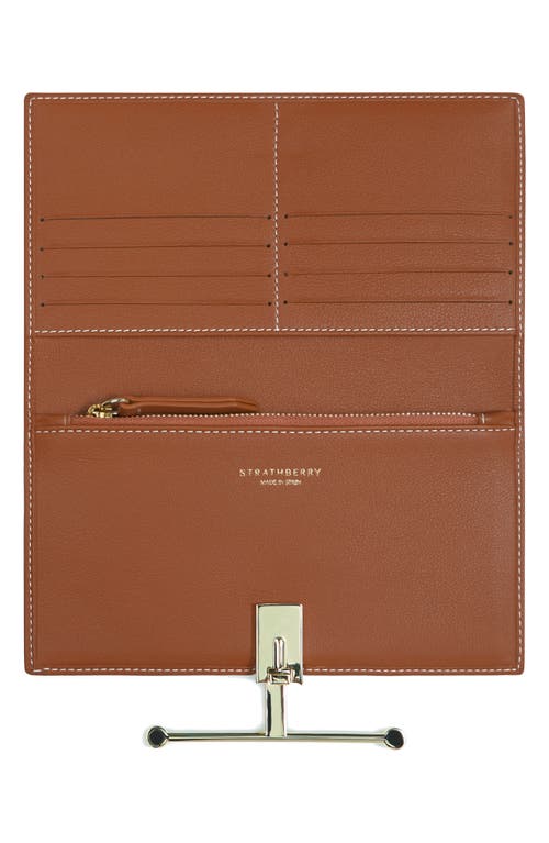 Strathberry Large Melville Street Leather Wallet In Chestnut - Vanilla Stitch