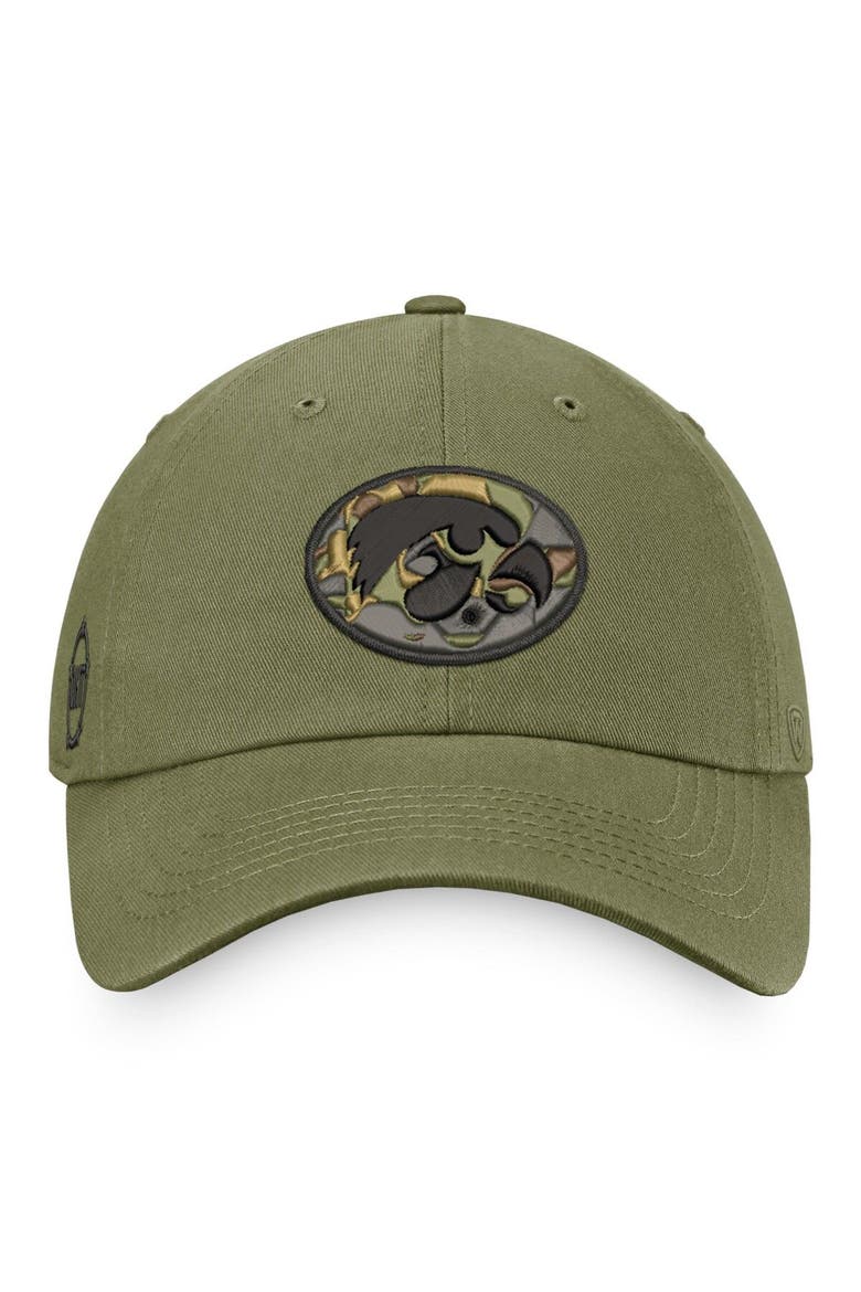 Men's Top of the World Olive Iowa Hawkeyes OHT Military Appreciation Unit Adjustable Hat, Alternate, color, Olive