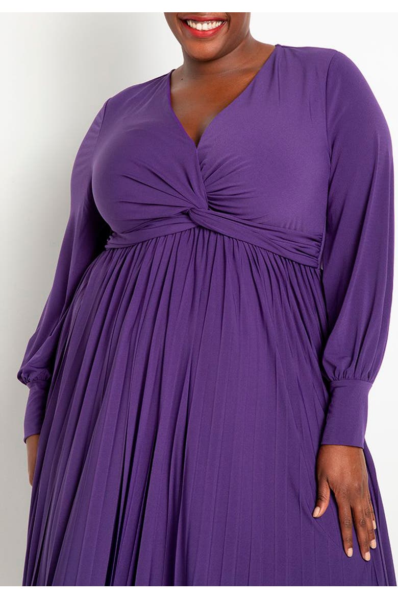 Knot Front Pleated Skirt Dress, Alternate, color, VIOLET INDIGO