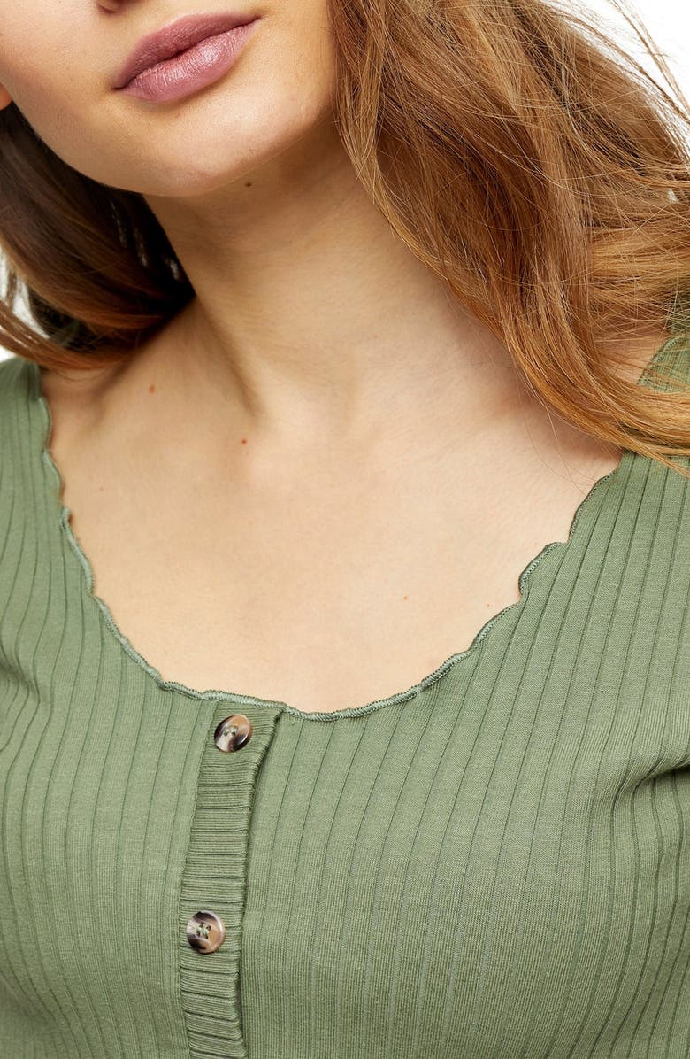 Topshop Lettuce Edge Button-Up Cardigan, Alternate, color, 