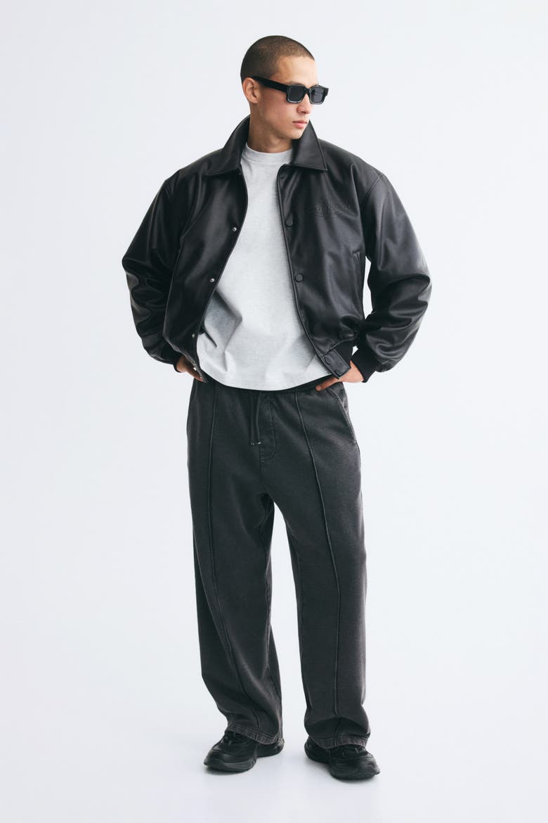 Coated Baseball Jacket, Alternate, color, Black