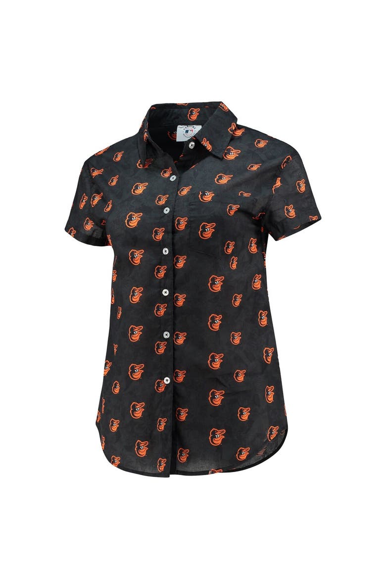 Women's FOCO Orange Baltimore Orioles Floral Button Up Shirt, Alternate, color, Black