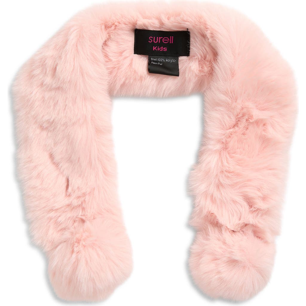 Surell Kids' Faux Fur Scarf In Pink