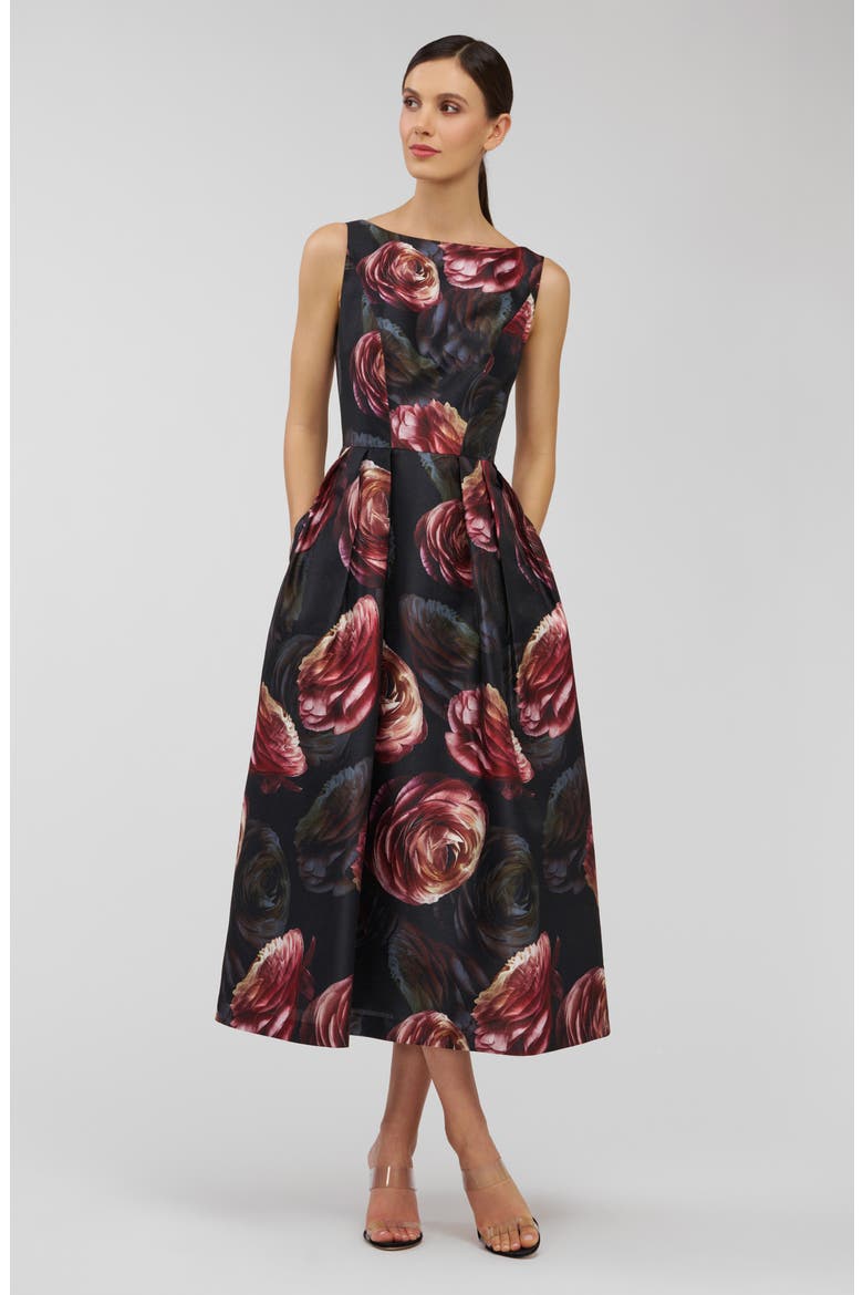 Elsa Jacquard Fit & Flare Dress, Alternate, color, PRIMROSE/ ONYX