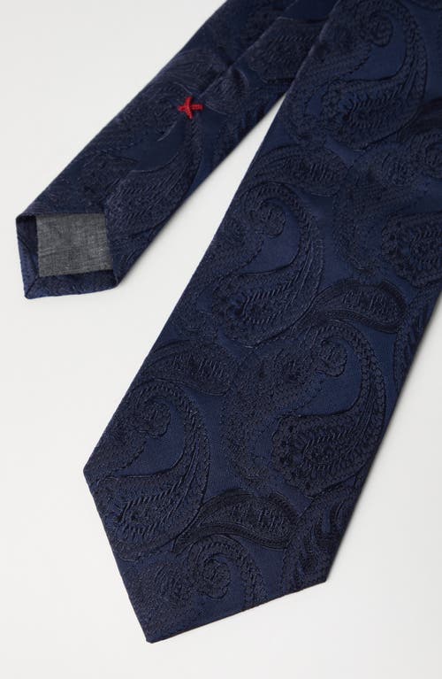 Brunello Cucinelli Silk Tie With Pattern In Blue