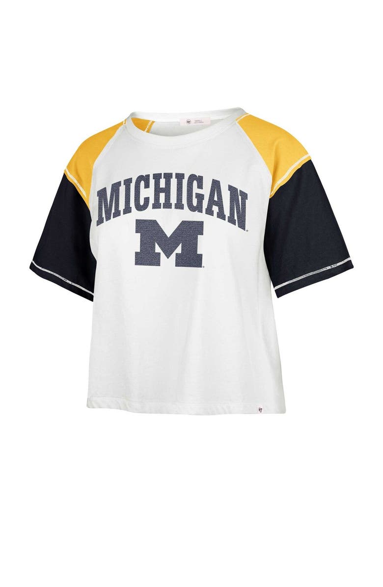 '47 Women's '47 White Michigan Wolverines Serenity Gia Cropped T-Shirt, Alternate, color, White