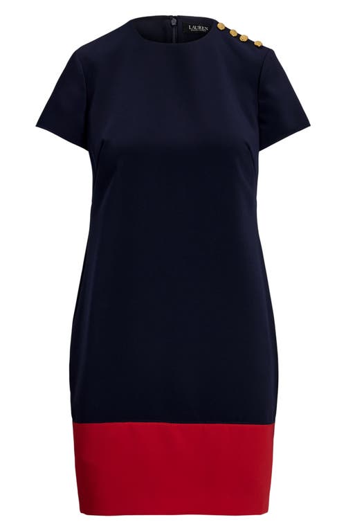 RALPH LAUREN LAUREN RALPH LAUREN COLORBLOCK STRETCH CREPE MINIDRESS 