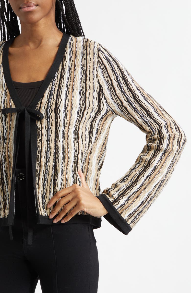 Ramy Brook Daniela Stripe Cardigan, Alternate, color, Black Combo Stripe