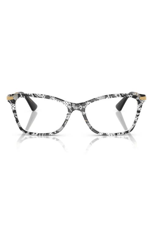 Dolce & Gabbana Dolce&gabbana 56mm Rectangular Optical Glasses In Black Lace