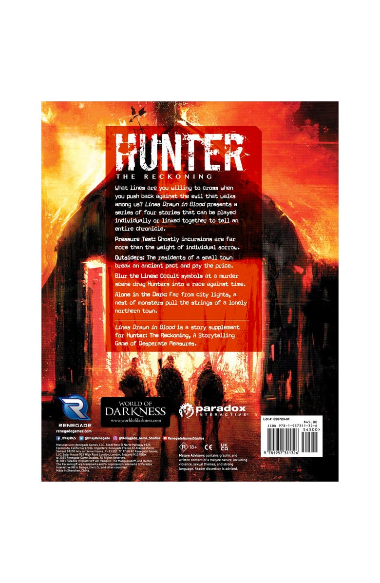 Renegade Game Studios Hunter The Reckoning 5th Edition Roleplaying Game Chronicle Book, Alternate, color, Multicolored