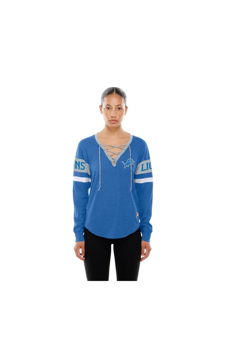 New Era Women's New Era Blue Detroit Lions Throwback Lace-Up Long-Sleeve T-Shirt, Alternate, color, Blue