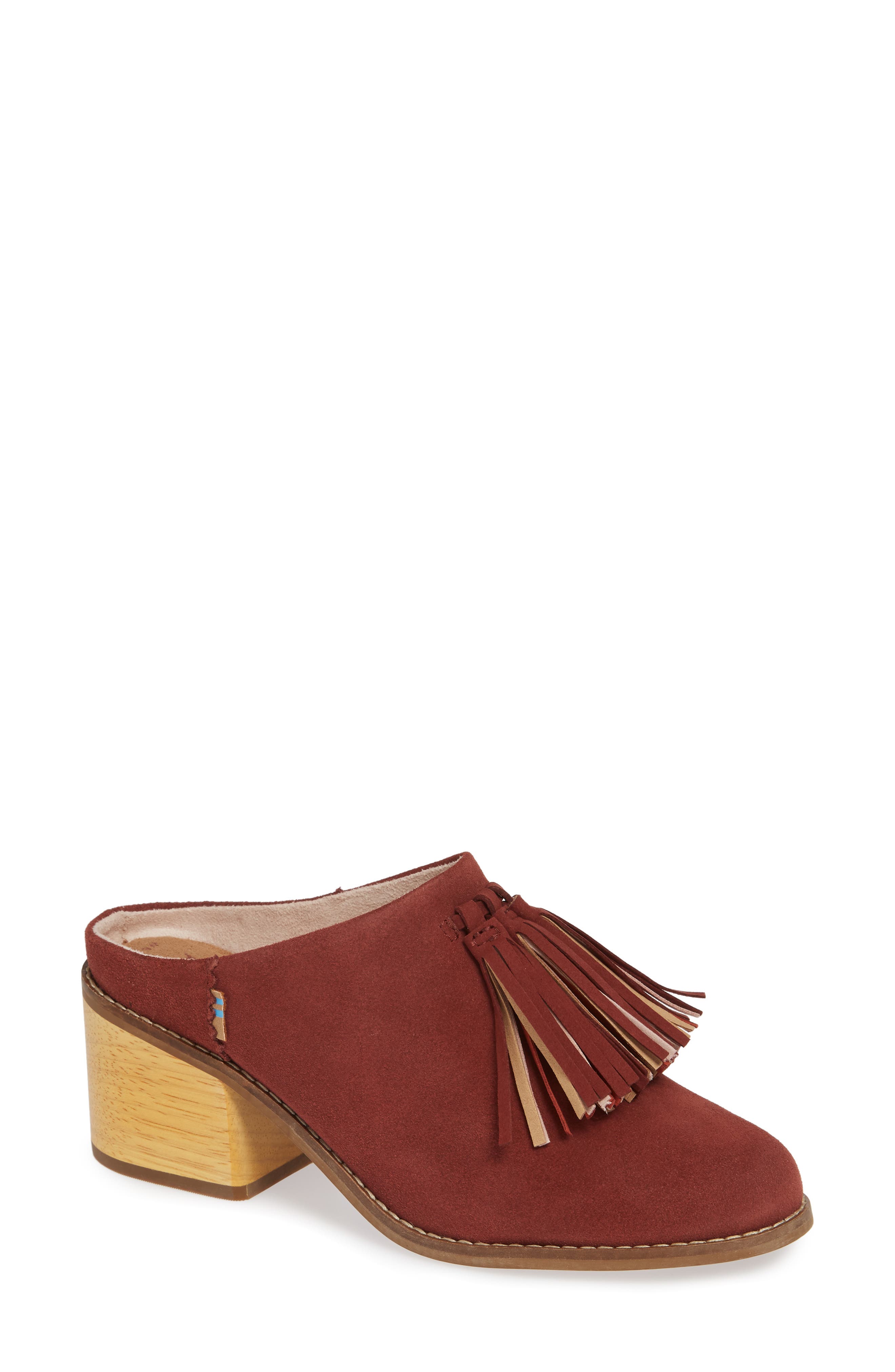 Leila Tassel Mule, Main, color, MUSCAT SUEDE/ TASSEL