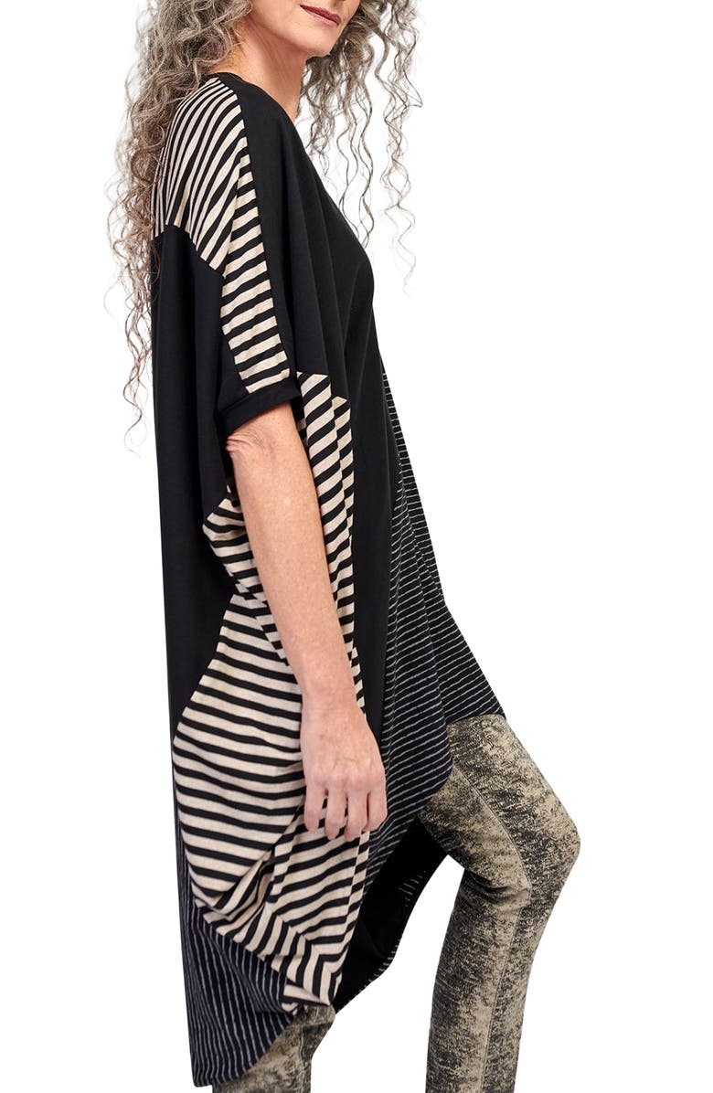 Alembika Jersey stripes patchwork oversized tunic, Alternate, color, 
