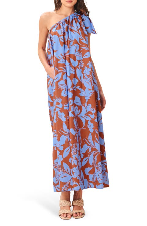 One Shoulder Cotton Midi Dress