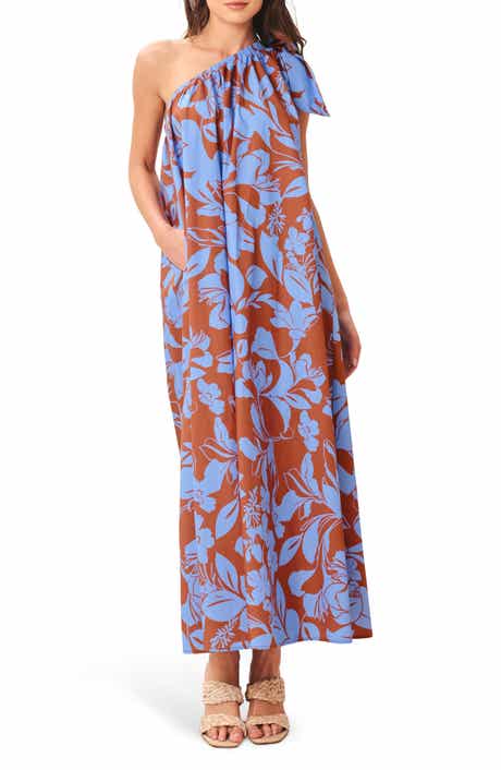 One Shoulder Cotton Midi Dress