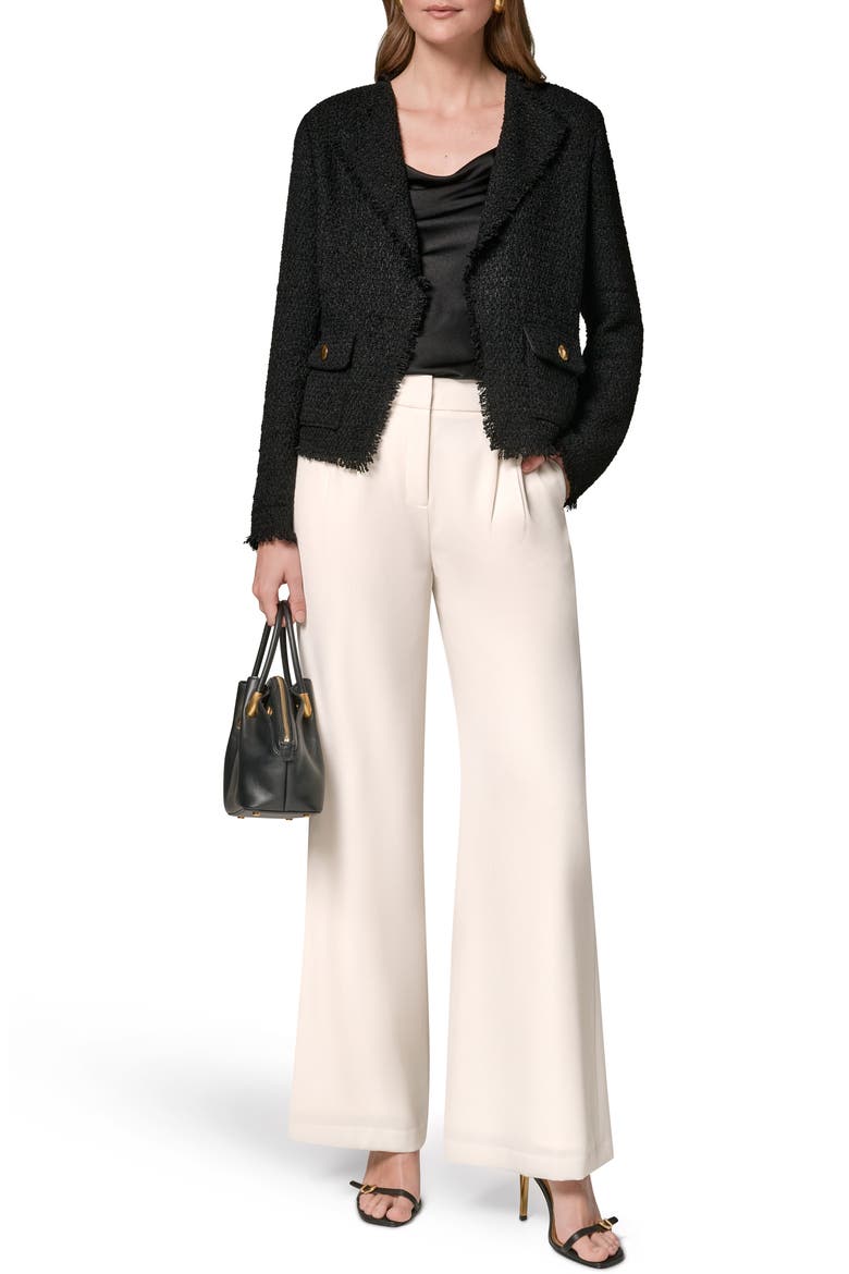 Open Front Tweed Jacket, Alternate, color, BLACK