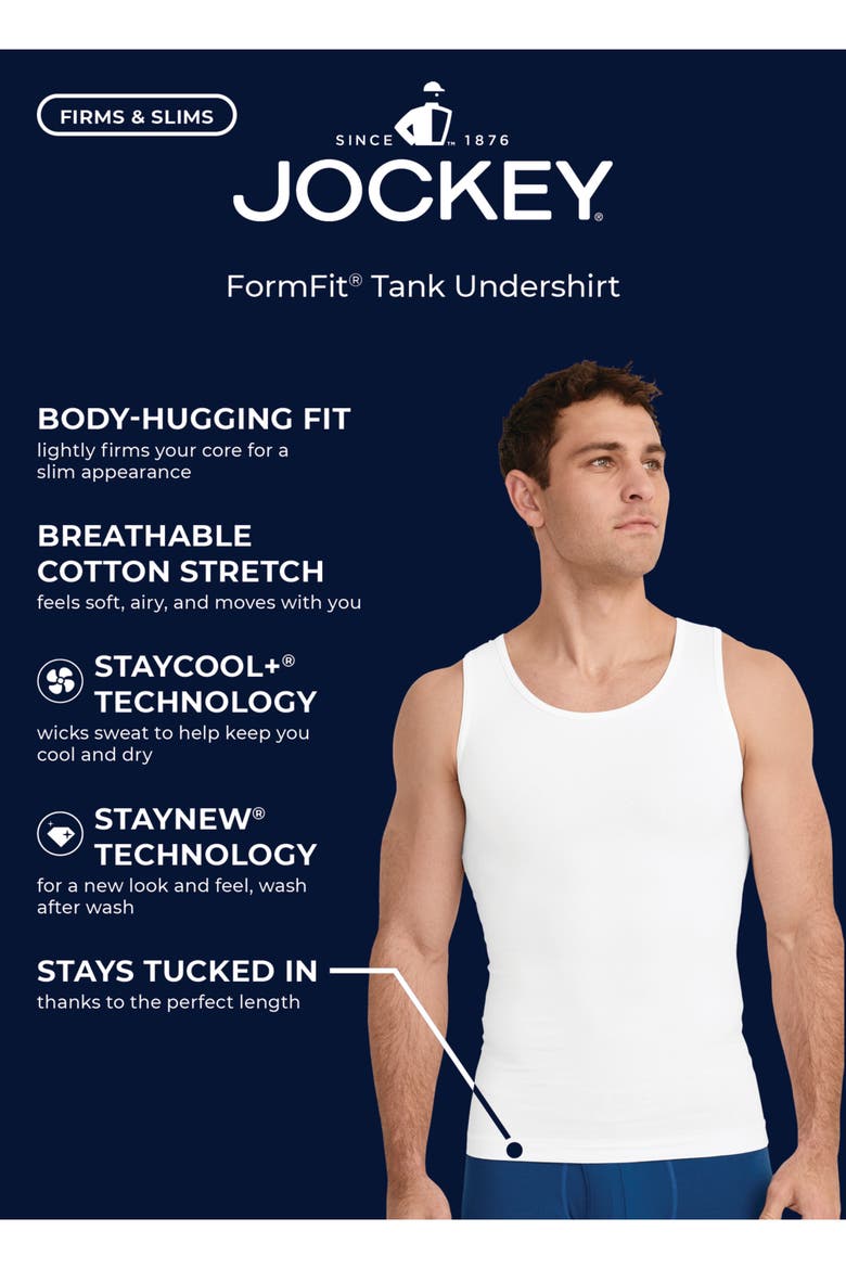 Mens FormFit® Cotton Stretch Tank, Alternate, color, Black