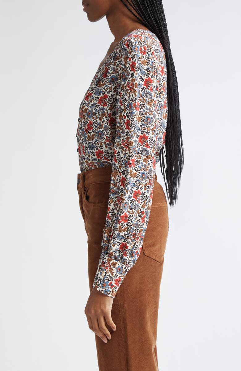 Veronica Beard Sura Floral Shirt, Alternate, color, Ivory Multi