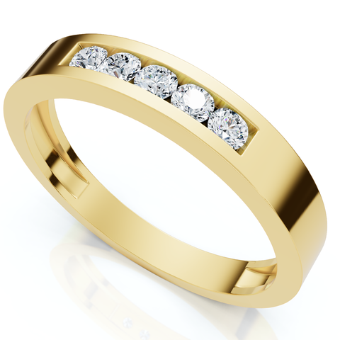 Men's 1/4Ct Channel Set Diamond Wedding Ring 14k Gold Lab Grown