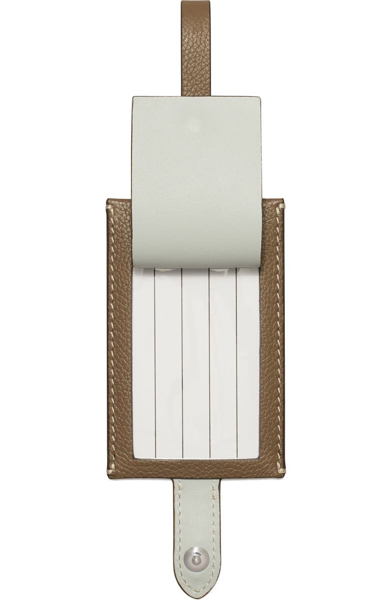 Tory Burch Leather Luggage Tag, Alternate, color, Wild Mushroom