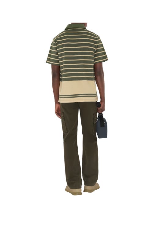 Burberry Striped Cotton Polo Shirt In Green