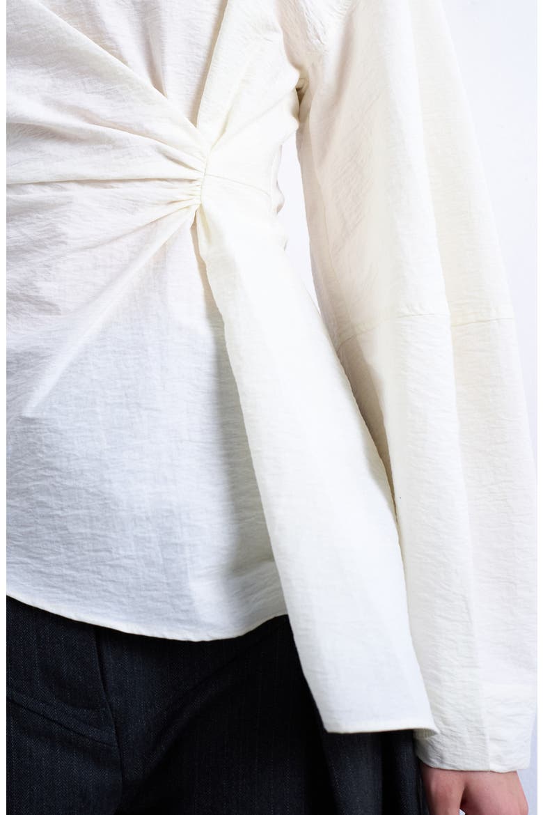Pleat Front Asymmetric Top, Alternate, color, IVORY