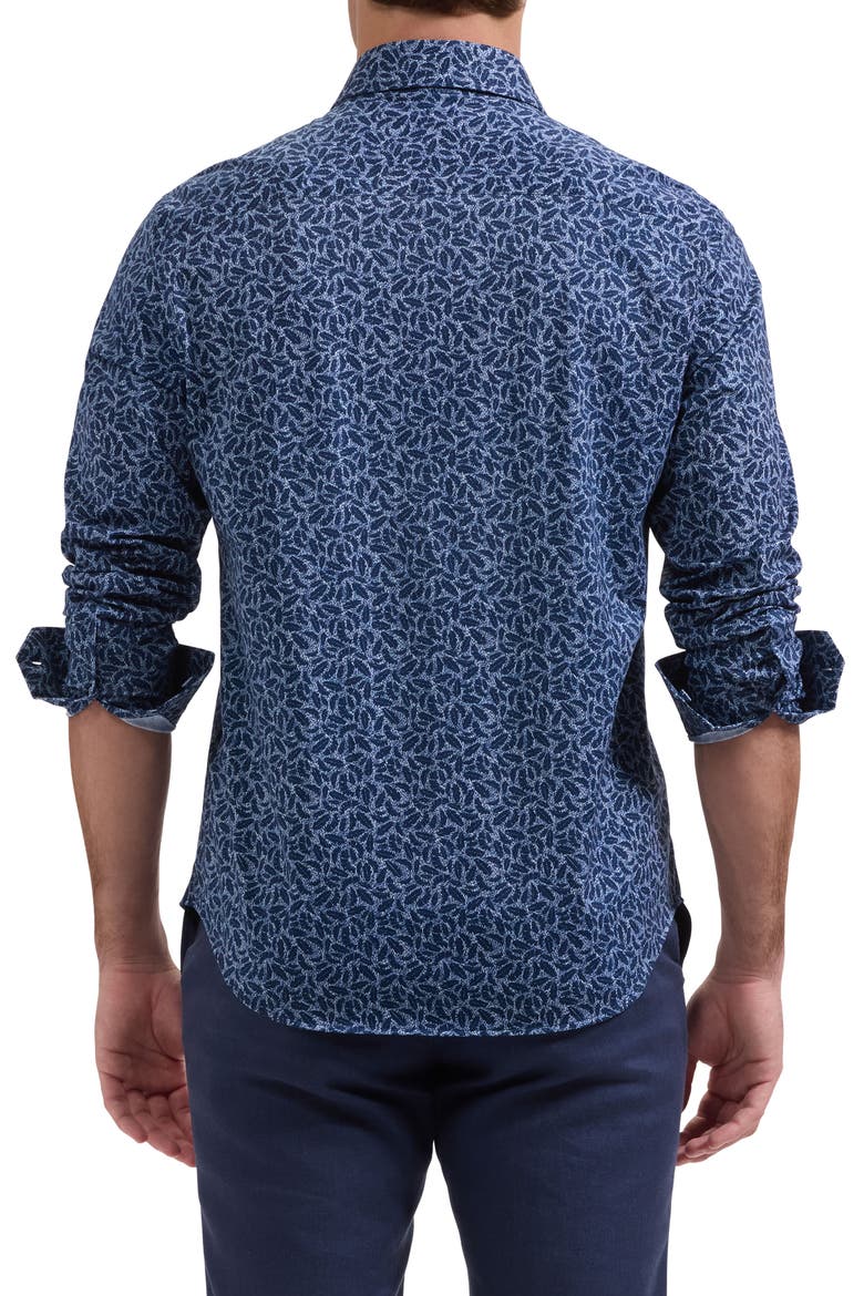 James OoohCotton® Leaf Print Button-Up Shirt, Alternate, color, NAVY