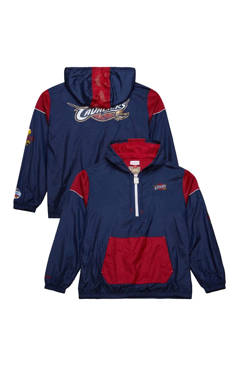 Mitchell & Ness Unisex Mitchell & Ness Navy Cleveland Cavaliers Hardwood Classics Team OG 3.0 Anorak Half-Zip Windbreaker Jacket, Main, color,