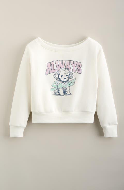 Kids' Wide Neck Graphic Sweatshirt