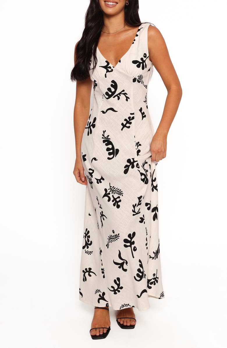 Petal & Pup Tulsi Abstract Print Maxi Dress, Main, color, Off White Print