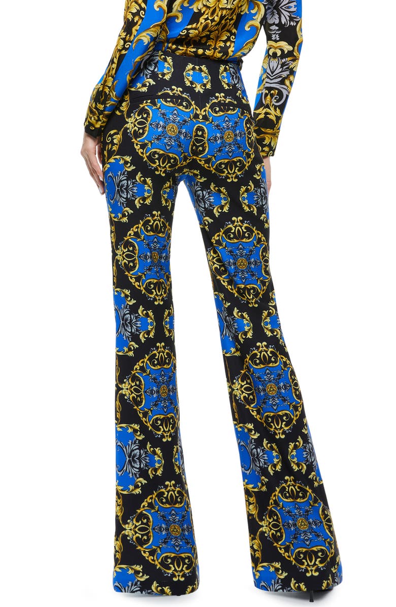 Alice + Olivia Teeny Tapestry Print Flare Bootcut Pants, Alternate, color,
