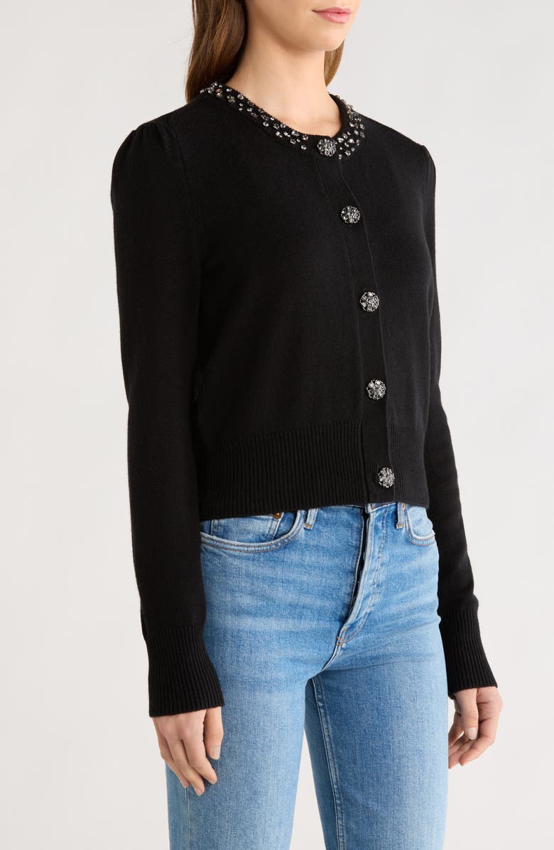 Splendid Montana Crystal Embellished Cardigan, Alternate, color, Black