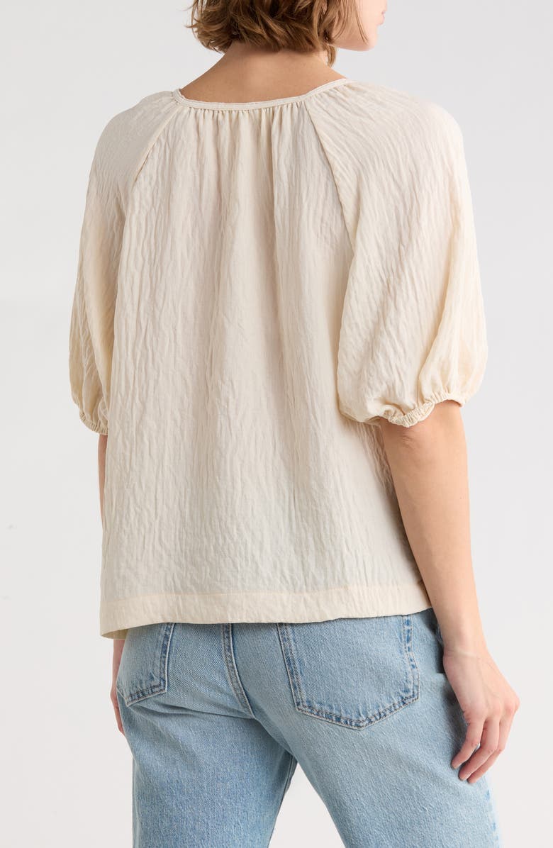 MAX STUDIO Three Quarter Sleeve Split Neck Top, Alternate, color, Oyster