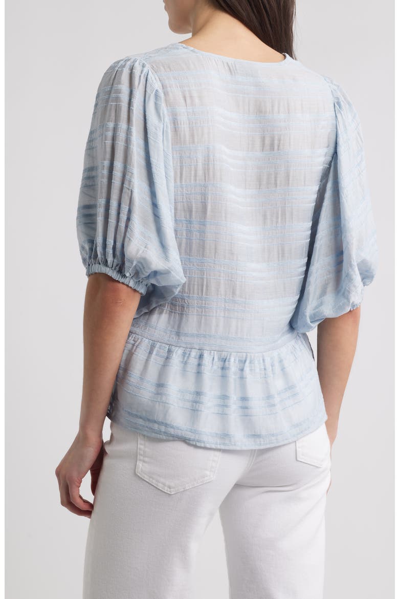 Stripe Ruffle Hem Balloon Sleeve Top, Alternate, color, BLUE
