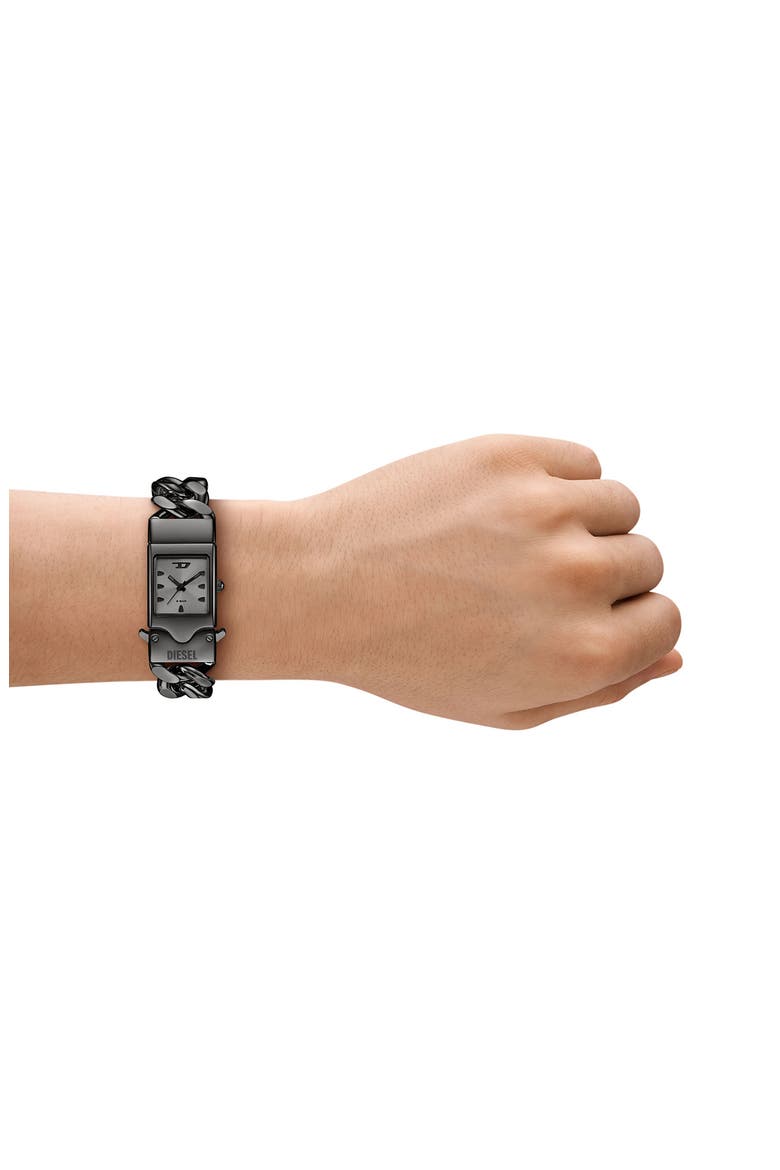 Closer Gunmetal Curb Chain Bracelet Watch, 22mm x 27mm, Alternate, color, GUNMETAL