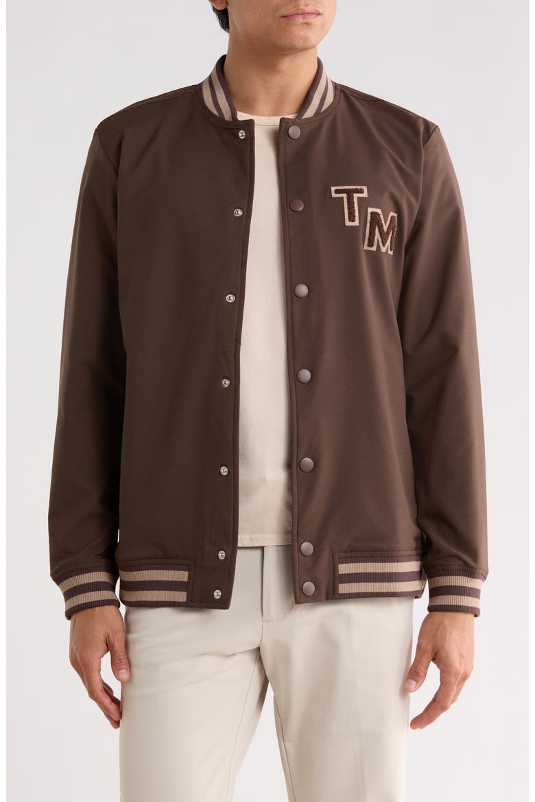 Touch Down Varsity Jacket, Main, color, CHOCOLATE BROWN