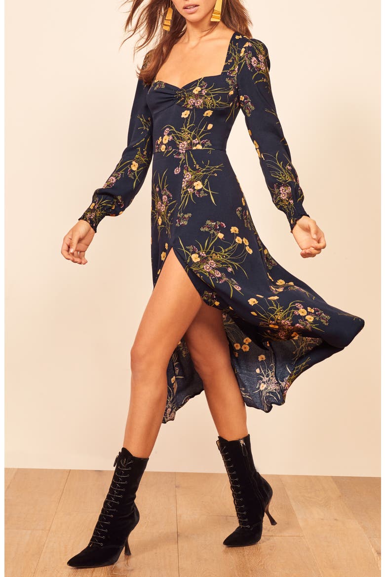 Wallflower Long Sleeve Midi Dress, Alternate, color, MADEMOISELLE