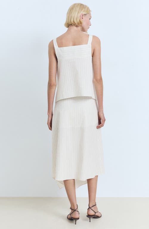 Mango Stripe Asymmetric Midi Skirt In White