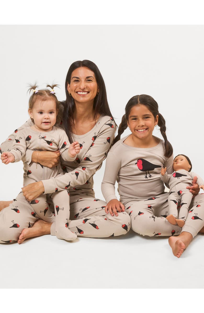Leveret Kids Footed Cotton Matching Family Pajamas, Nature & Water Prints, Alternate, color, Birds