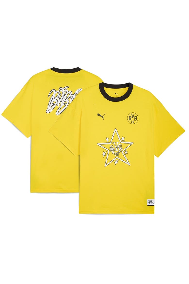 Men's Puma Yellow Borussia Dortmund 2025 FIFA Club World Cup Hoops T-Shirt, Main, color, Yellow