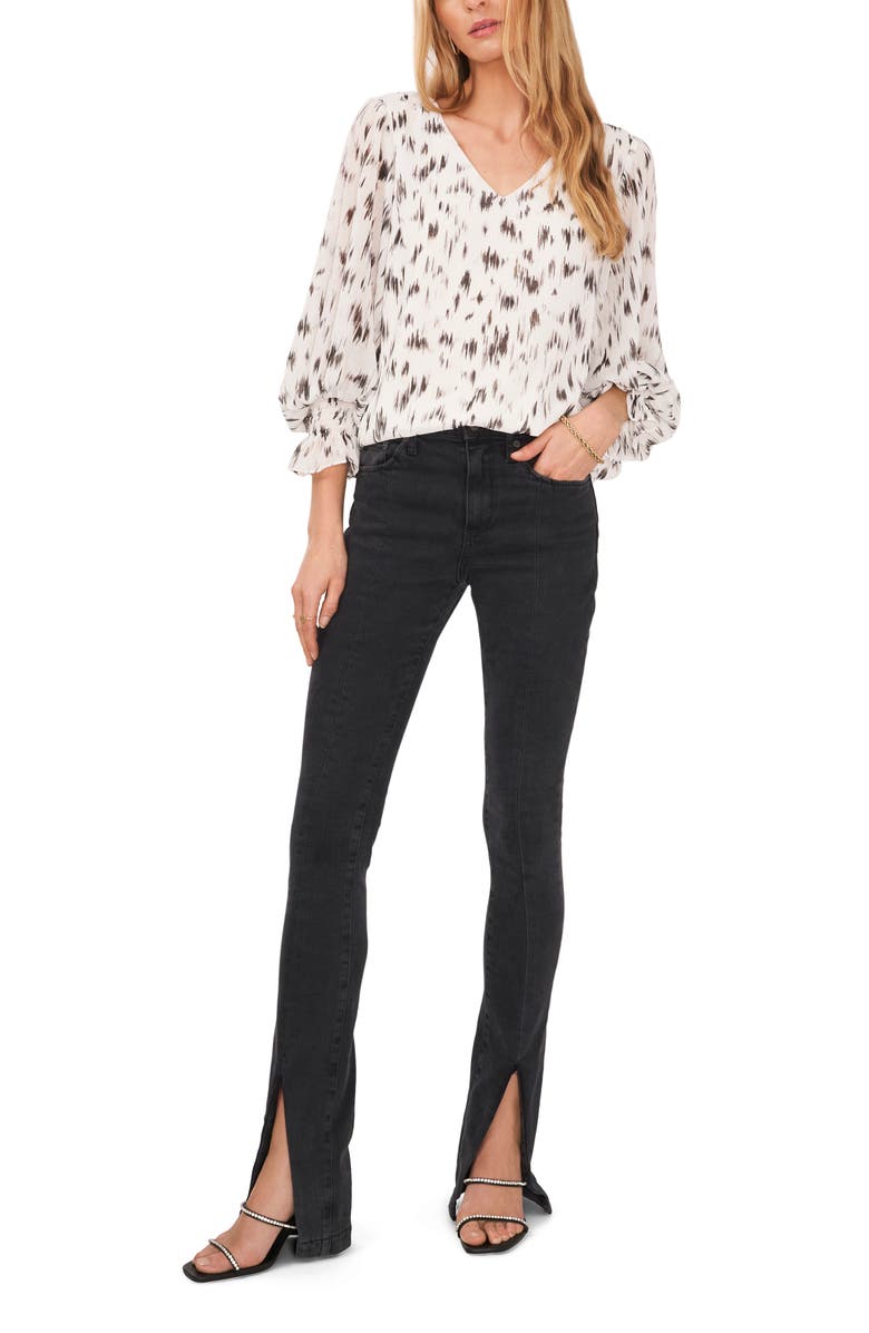 Vince Camuto V-Neck Smocked Cuff Blouse, Alternate, color,