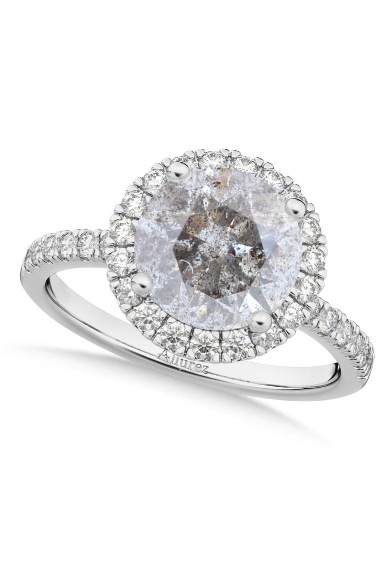 Halo Salt & Pepper & White Diamond Engagement Ring 14K, Main, color, 2.50ct/White Gold