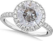ALLUREZ Halo Salt & Pepper & White Diamond Engagement Ring 14K