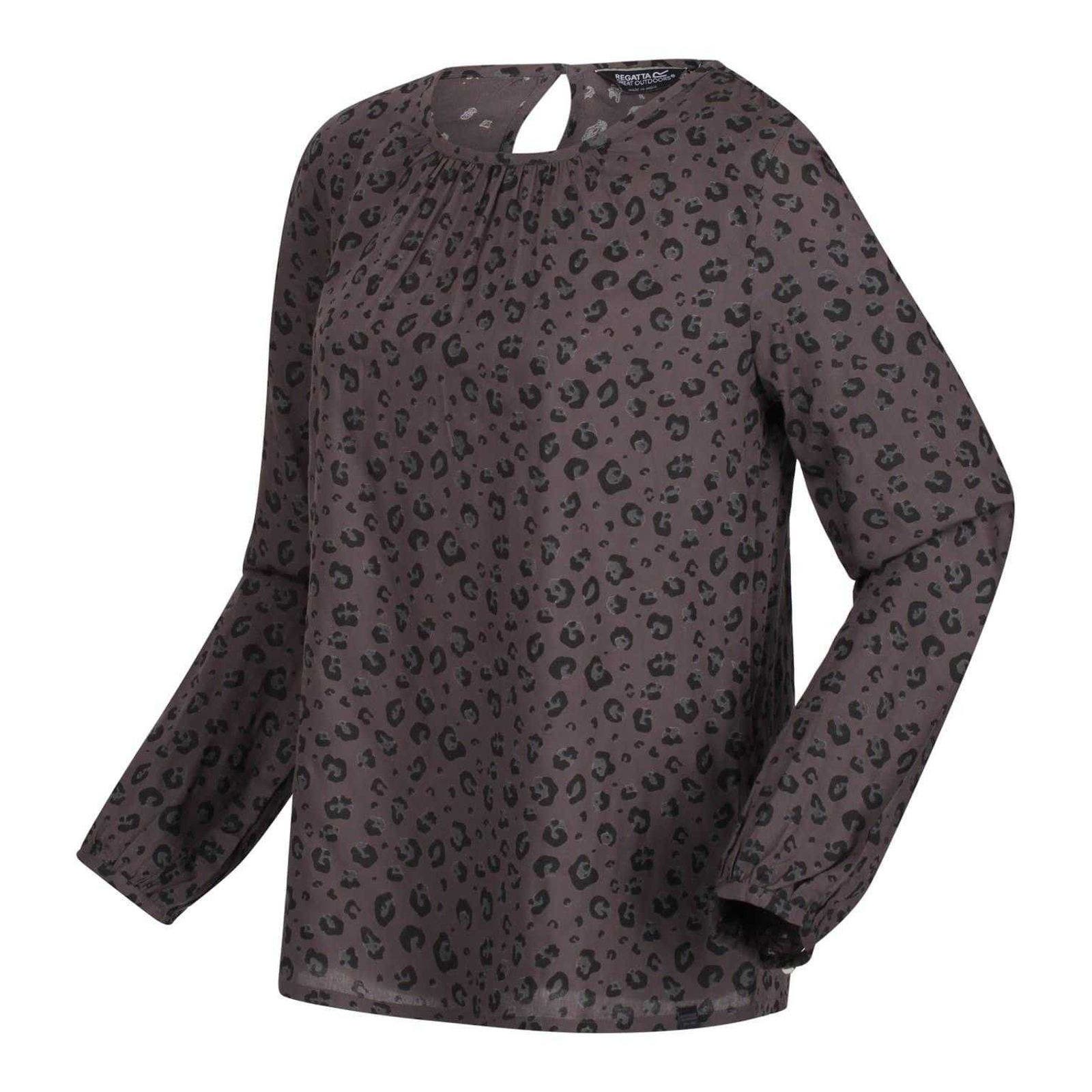 Regatta Hadria Leopard Print Keyhole Long-sleeved Blouse (Women ...