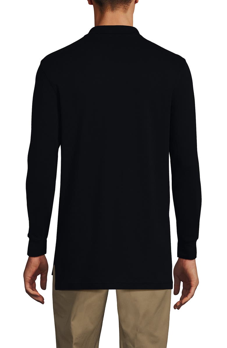 Lands' End School Uniform  Long Sleeve Interlock Polo Shirt, Alternate, color, Black