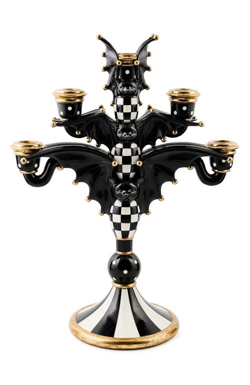 Mackenzie-childs Mackenzie Childs Courtly Check Bat Candelabra In Black