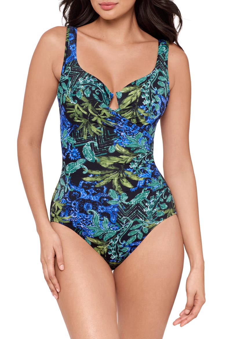 Gasparilla Escape One-Piece Swimsuit, Main, color, BLACK/ MULTI