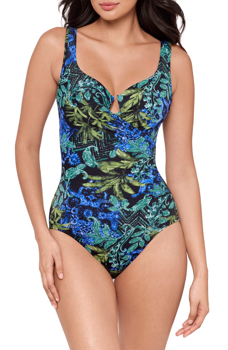 Miraclesuit<sup>®</sup> Gasparilla Escape One-Piece Swimsuit, Main, color, Black/ Multi