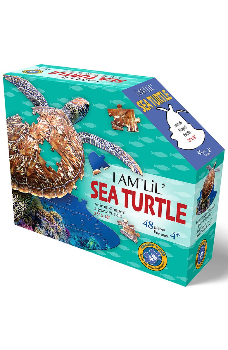 Madd Capp I Am Lil Sea Turtle 48 piece Animal Shaped Puzzle, Alternate, color, Multicolored
